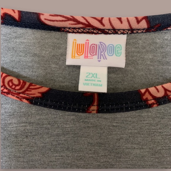 LuLaRoe Pullover Leaf Pattern Long Sleeve Top Comfy Curvy Plus Size 2X Leaves - Picture 6 of 7